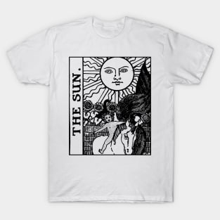 The Sun Tarot Card Black and White T-Shirt